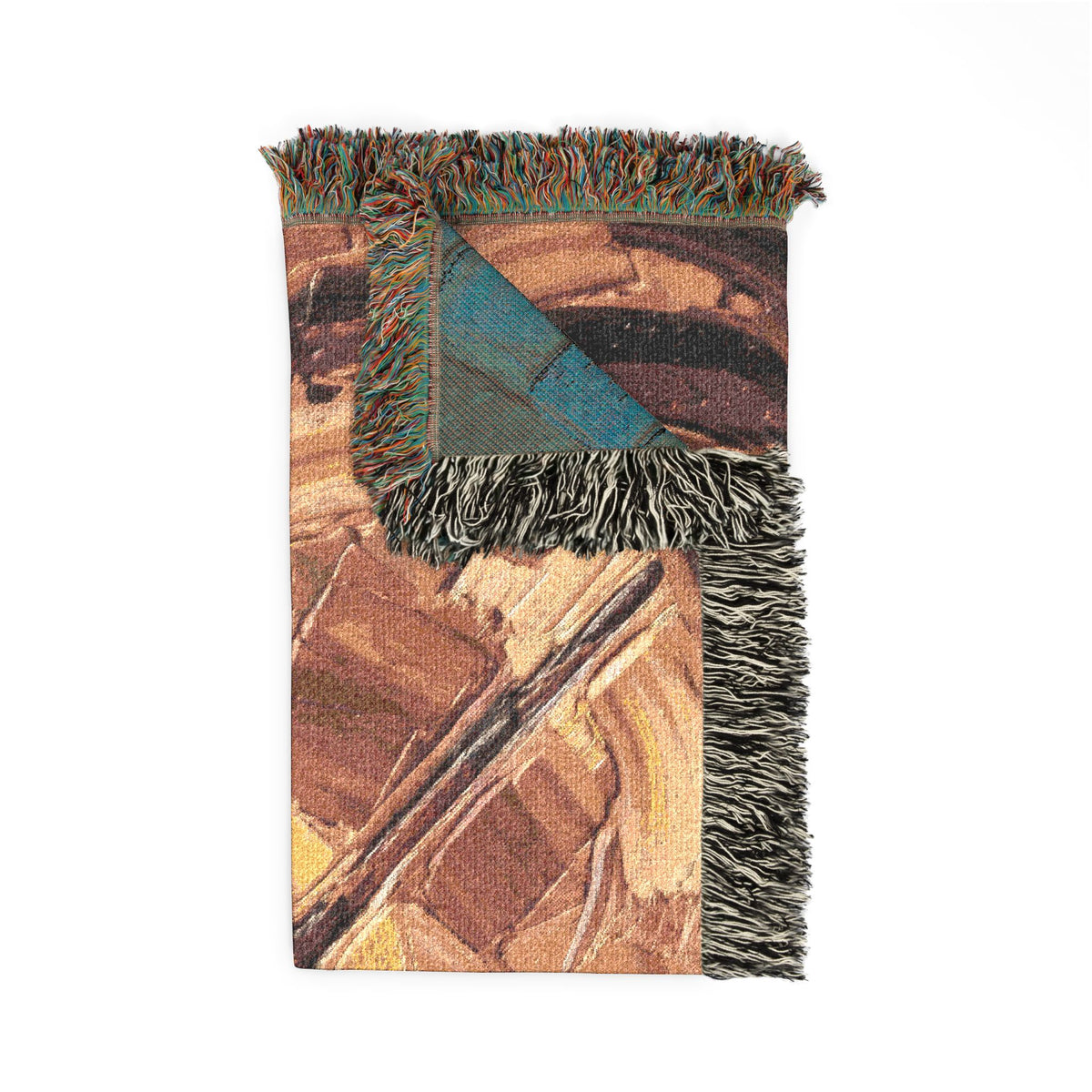 Nazca Lines inspired Hummingbird Woven Blanket | Abstract Peruvian Geoglyph Oil Painting