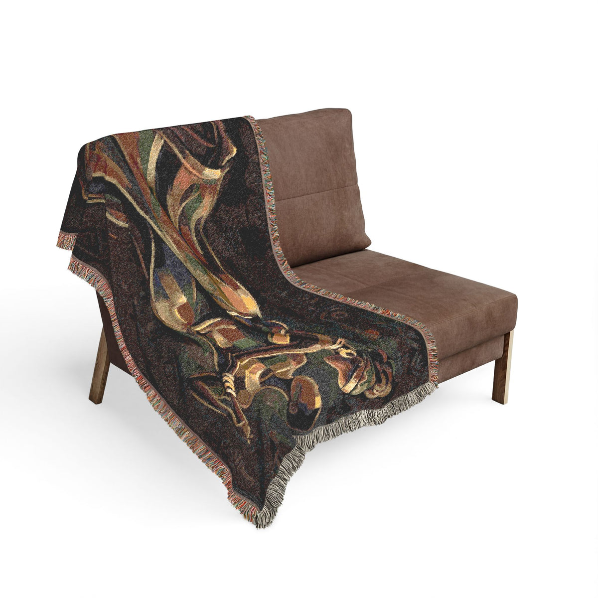 Afrocentric Partner Dance Woven Blanket | Abstract Figures, Boho Tribal Home Decor