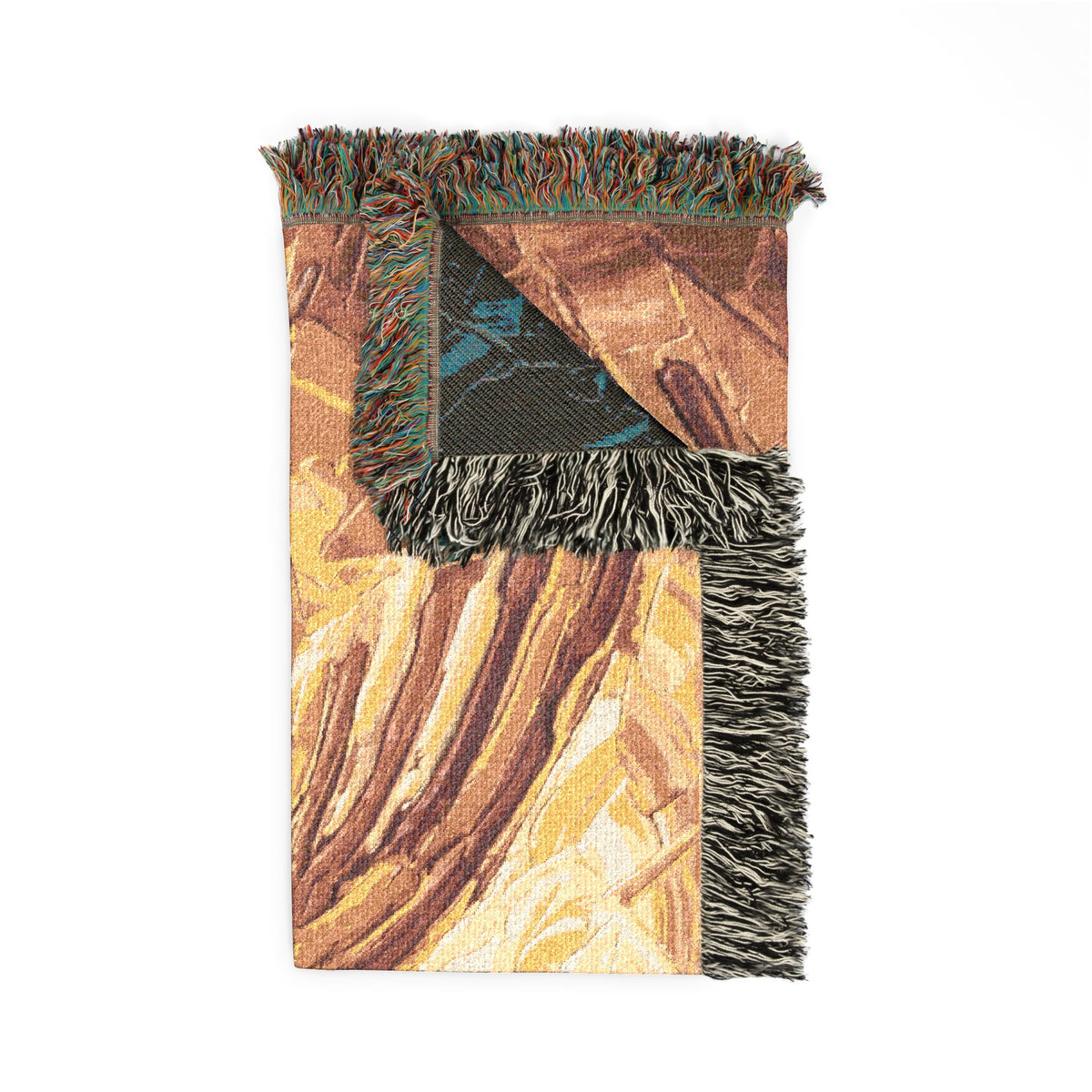 Nazca Lines Hummingbird abstract oil painting Woven Blanket | Peruvian folkloric desert palette