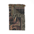 Latin Dance Couple Woven Blanket | Abstract Boho Tapestry, Gold Ribbon Movement