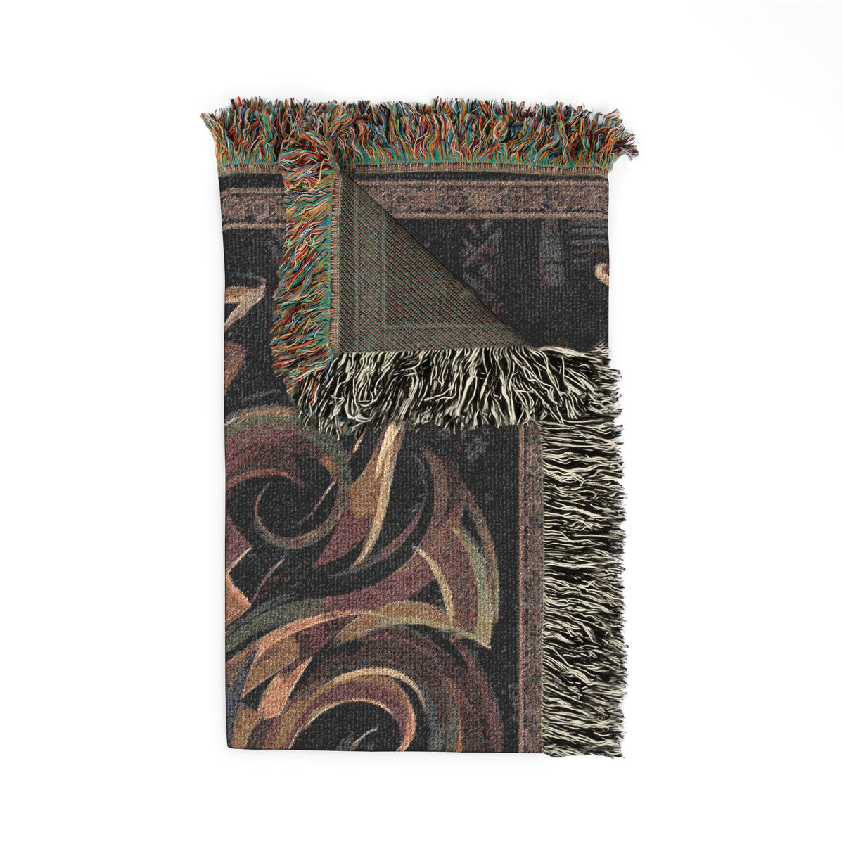 Latin Dance Couple Woven Blanket | Abstract Boho Tapestry, Gold Ribbon Movement