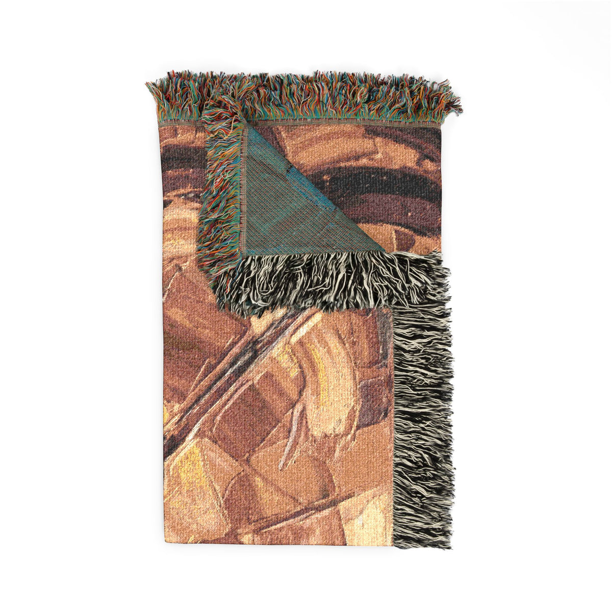 Nazca Lines inspired Hummingbird Woven Blanket | Abstract Peruvian Geoglyph Oil Painting