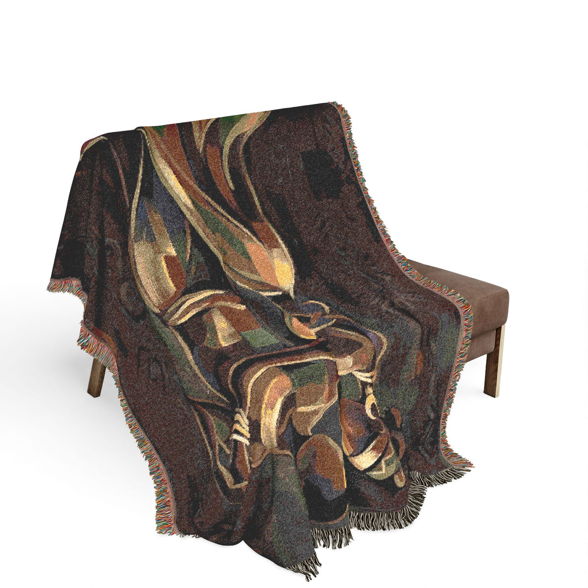 Afrocentric Partner Dance Woven Blanket | Abstract Figures, Boho Tribal Home Decor