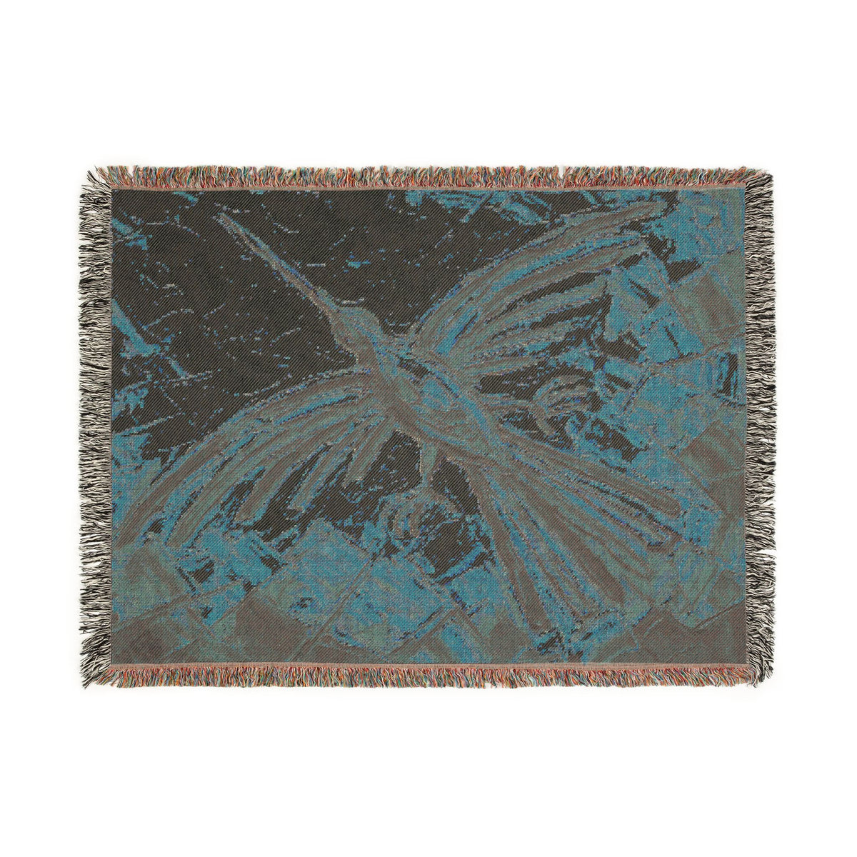 Nazca Lines Hummingbird abstract oil painting Woven Blanket | Peruvian folkloric desert palette