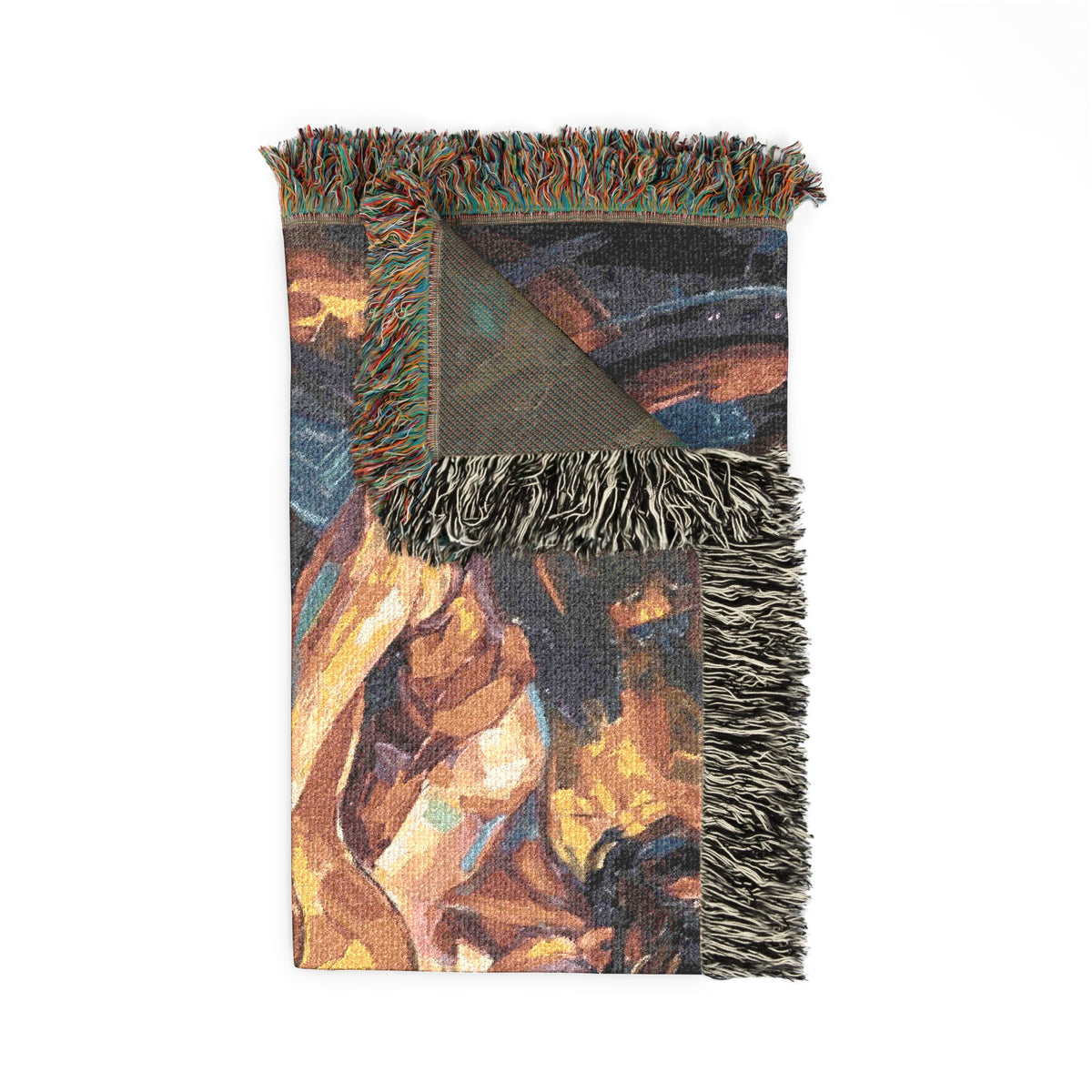 Flamenco Guitar Woman Woven Blanket | Abstract Spanish Oil Painting