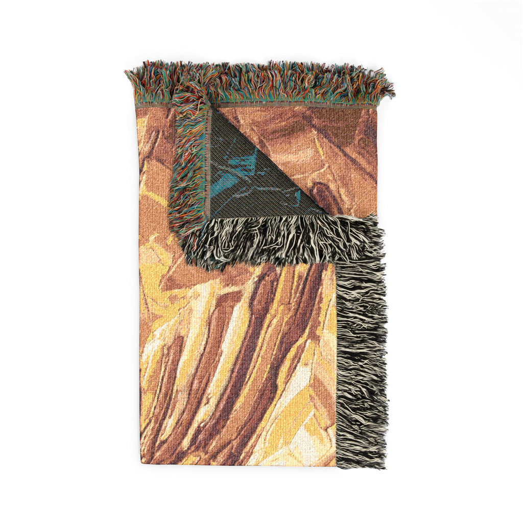 Nazca Lines Hummingbird abstract oil painting Woven Blanket | Peruvian folkloric desert palette