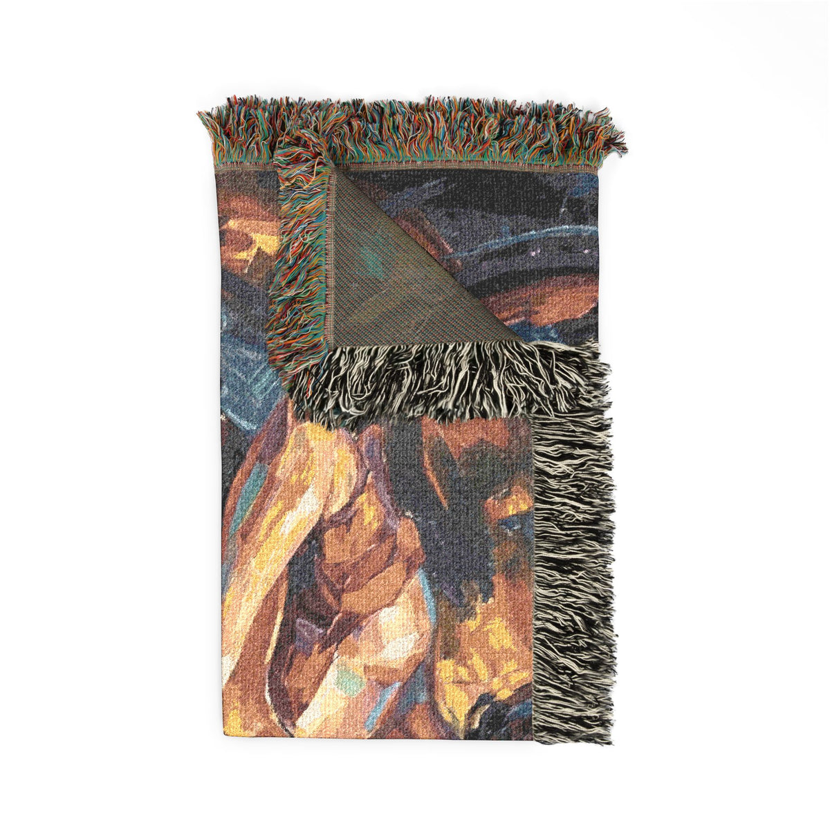 Flamenco Guitar Woman Woven Blanket | Abstract Spanish Oil Painting