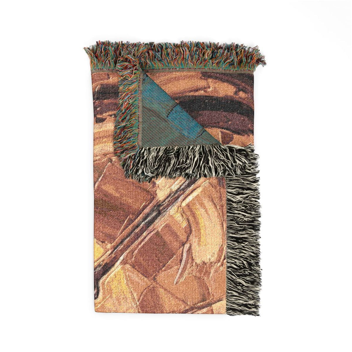 Nazca Lines inspired Hummingbird Woven Blanket | Abstract Peruvian Geoglyph Oil Painting