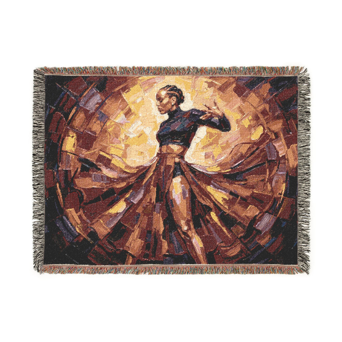 Afro-Latin Dancer Woven Blanket | Abstract Impasto Oil Painting