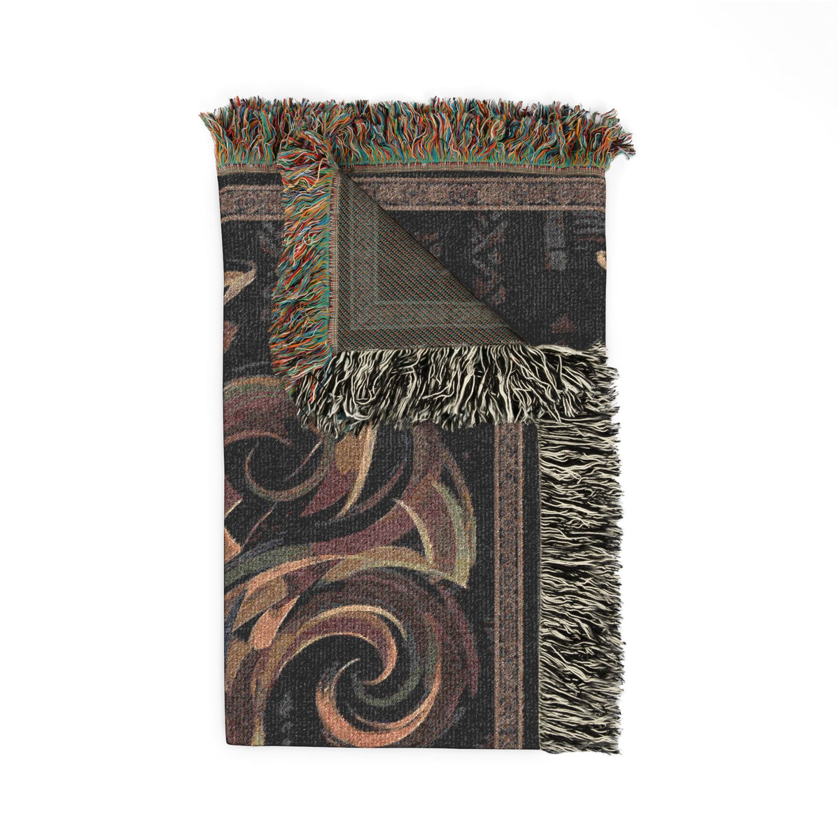 Latin Dance Couple Woven Blanket | Abstract Boho Tapestry, Gold Ribbon Movement