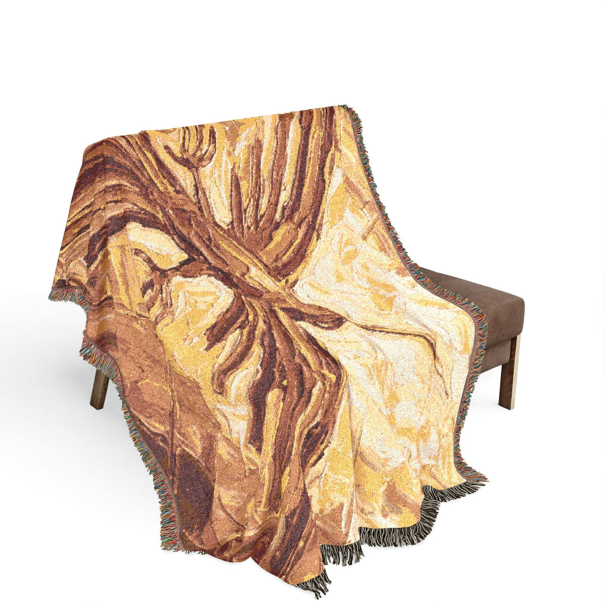 Nazca Lines Hummingbird abstract oil painting Woven Blanket | Peruvian folkloric desert palette