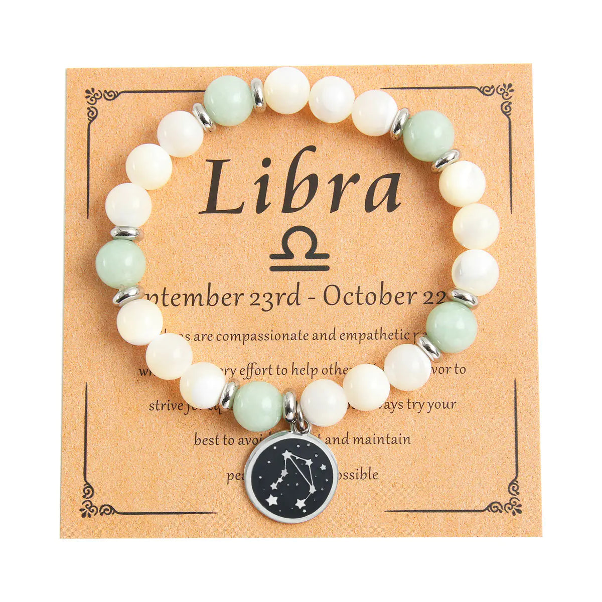 Zodiac Beaded Bracelet, Stainless Steel & Stone
