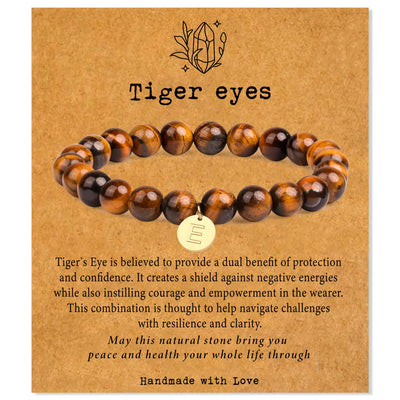 Stone Beaded bracelets for Women Men: Healing Crystal Bracelet Tiger Eye Bead Bracelet Jewelry Natural Stone Stretch Bracelet Gifts Mens Protection Bracelet Spiritual Bracelet Positive Energy Bracelet