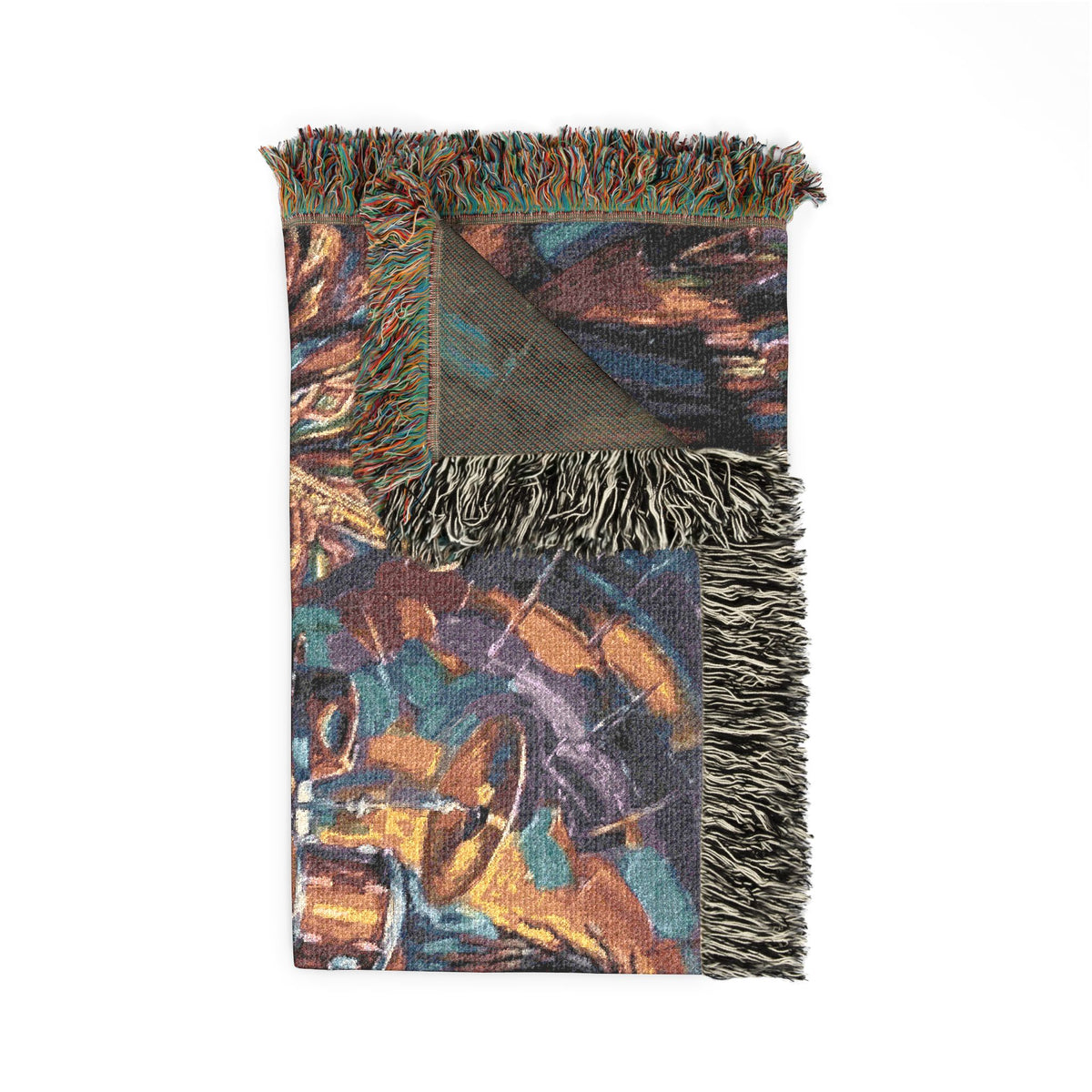 Latin Afro-Fusion Band inpired painting Woven Blanket | Vibrant Impasto Music Ensemble Throw