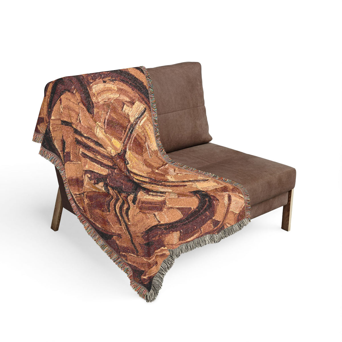 Nazca Lines inspired Hummingbird Woven Blanket | Abstract Peruvian Geoglyph Oil Painting