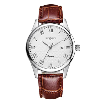 Waterproof Couple's Watch with Leather Strap