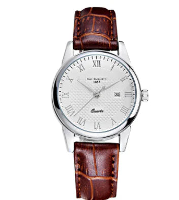 Waterproof Couple's Watch with Leather Strap