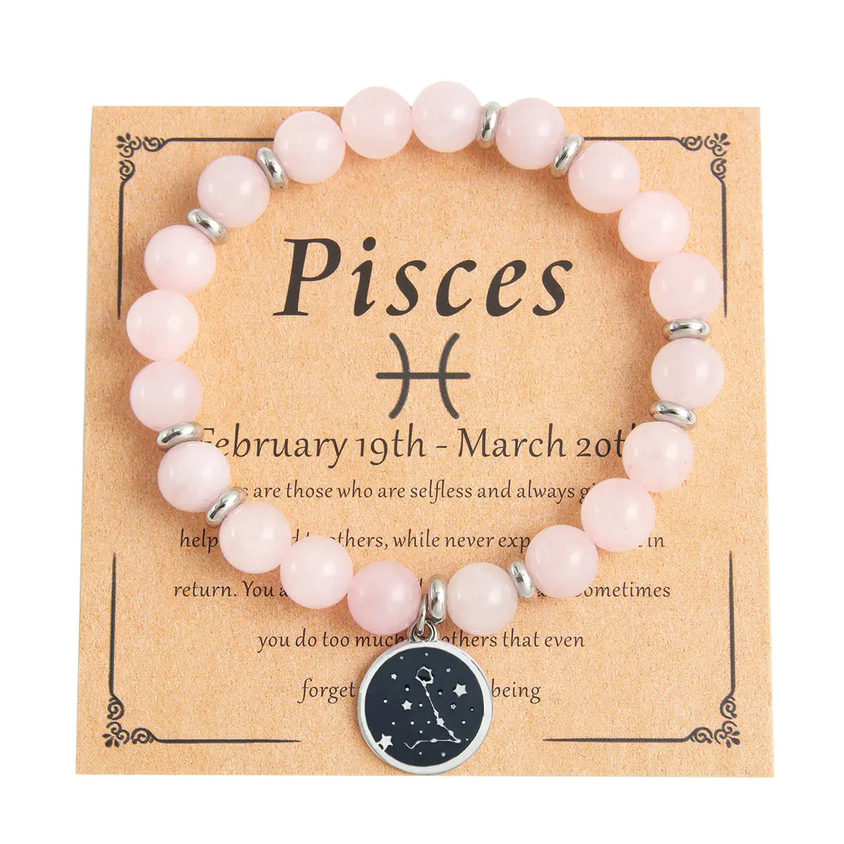 Zodiac Beaded Bracelet, Stainless Steel & Stone