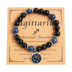 Twelve Constellation Stainless Steel Beaded Bracelet