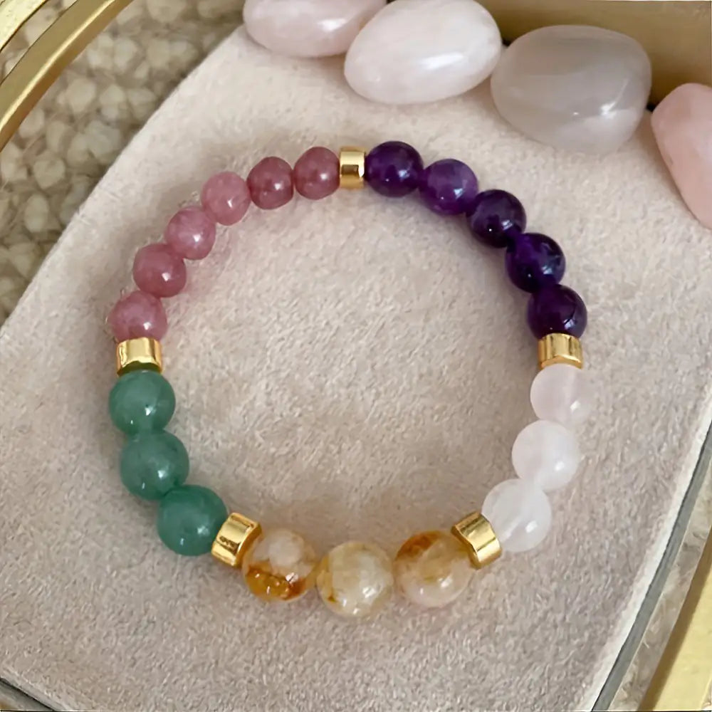 Citrine & Malachite Natural Stone Bead Bracelet