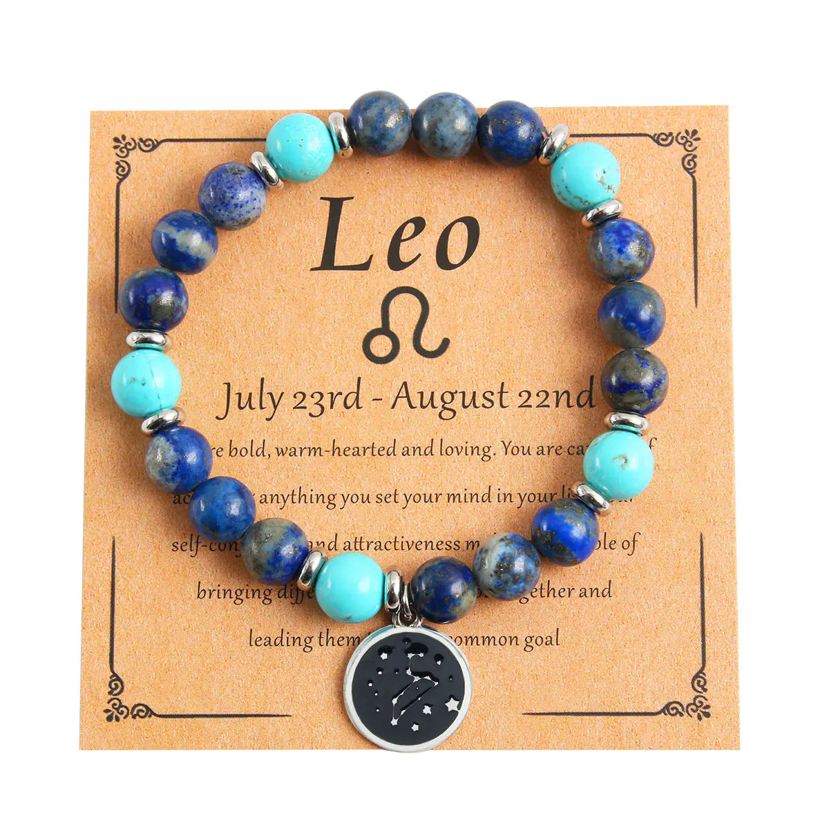 Zodiac Beaded Bracelet, Stainless Steel & Stone