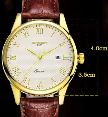 Waterproof Couple's Watch with Leather Strap