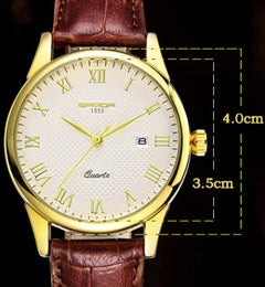 Fashionable Waterproof Couple Watches with Leather Strap