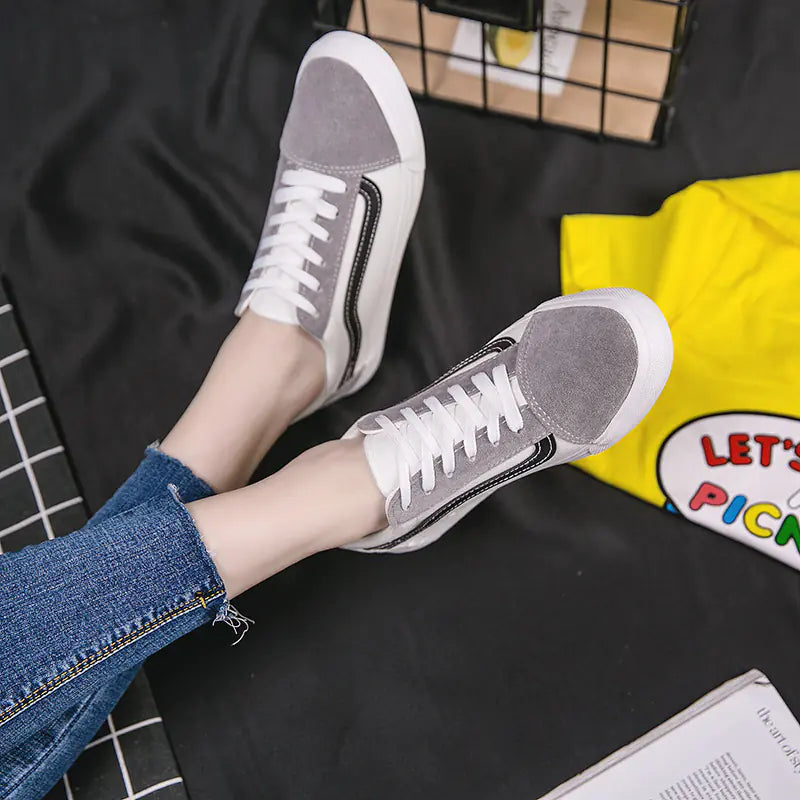Classic Black & White Low-Top Canvas Sneakers