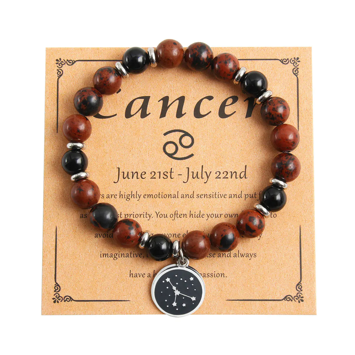 Zodiac Beaded Bracelet, Stainless Steel & Stone