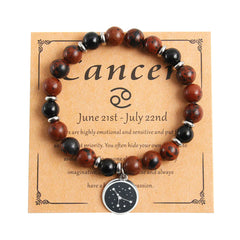 Twelve Constellation Stainless Steel Beaded Bracelet