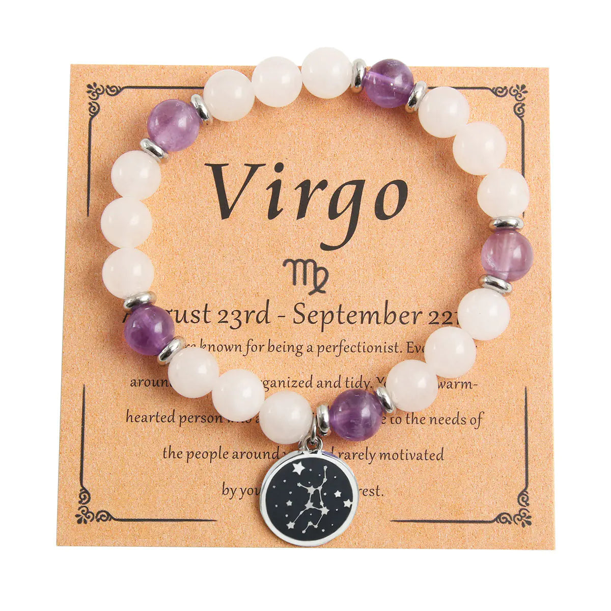 Zodiac Beaded Bracelet, Stainless Steel & Stone