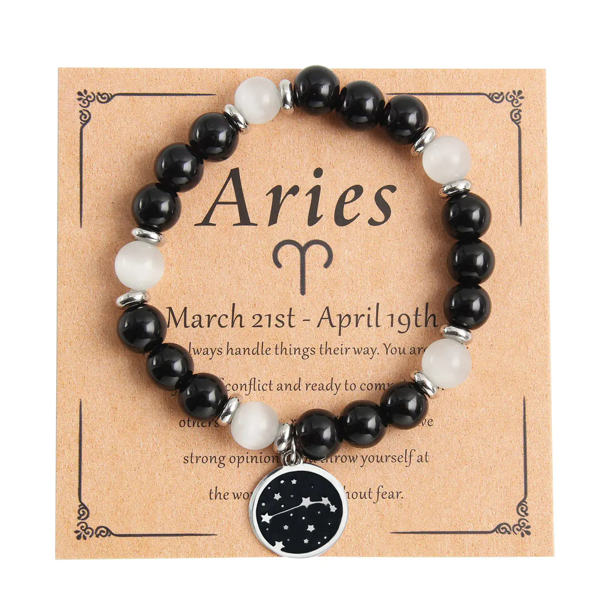 Zodiac Beaded Bracelet, Stainless Steel & Stone