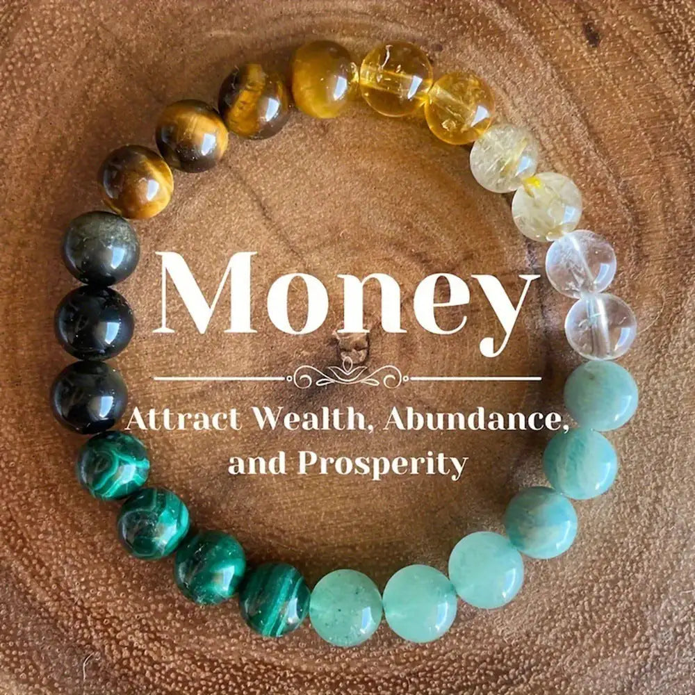 Citrine & Malachite Natural Stone Bead Bracelet