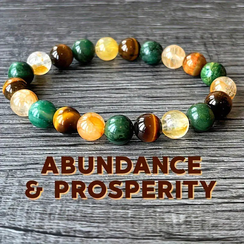 Citrine & Malachite Natural Stone Bead Bracelet