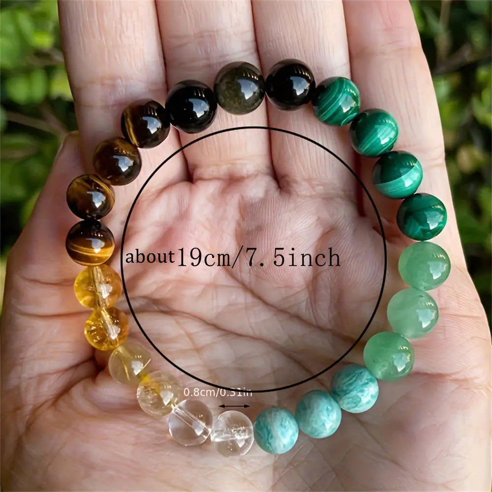 Citrine & Malachite Natural Stone Bead Bracelet