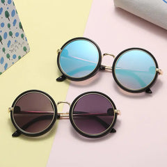 Colorful Round Frame Metal Sunglasses for Kids
