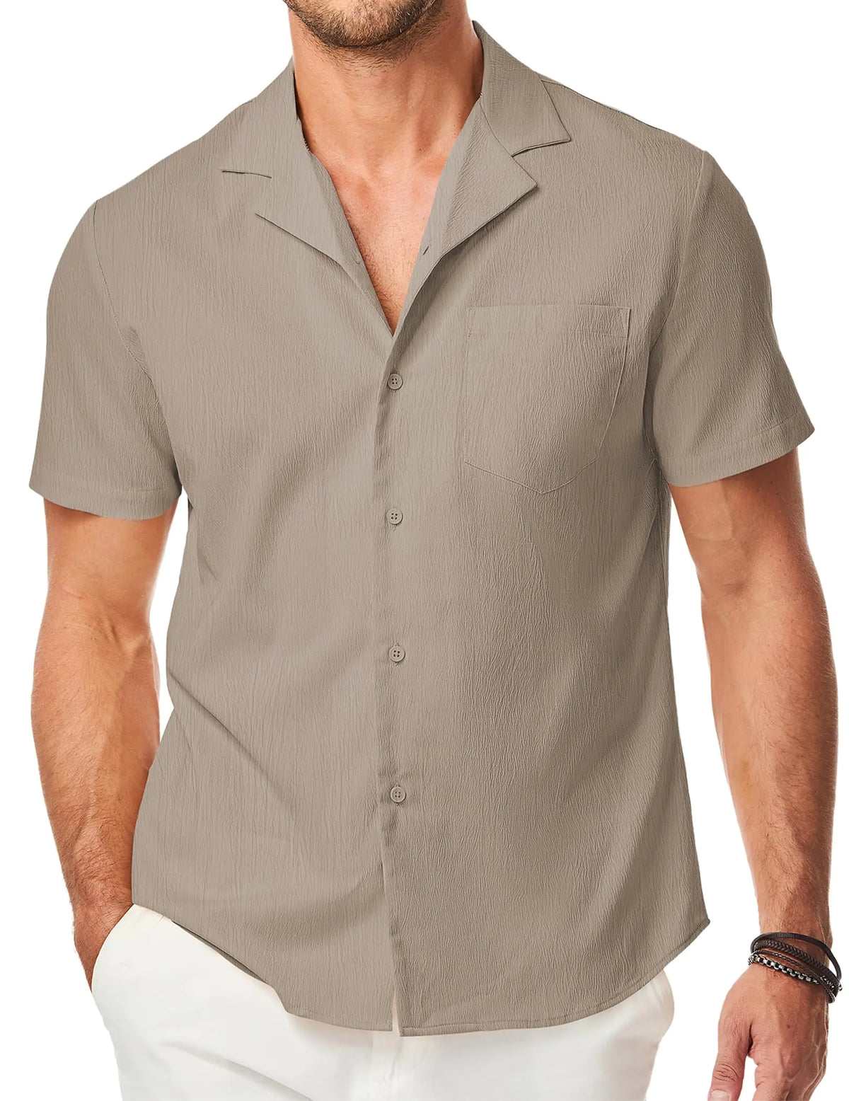 Men's Guayabera Short Sleeve Shirt - Smoke Gray